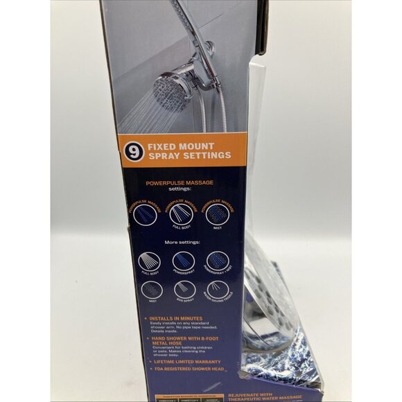 Waterpik 12-spray 5 in. High PressureDual Shower Head Brushed Nickel INCOMPLETE - Picture 6 of 7